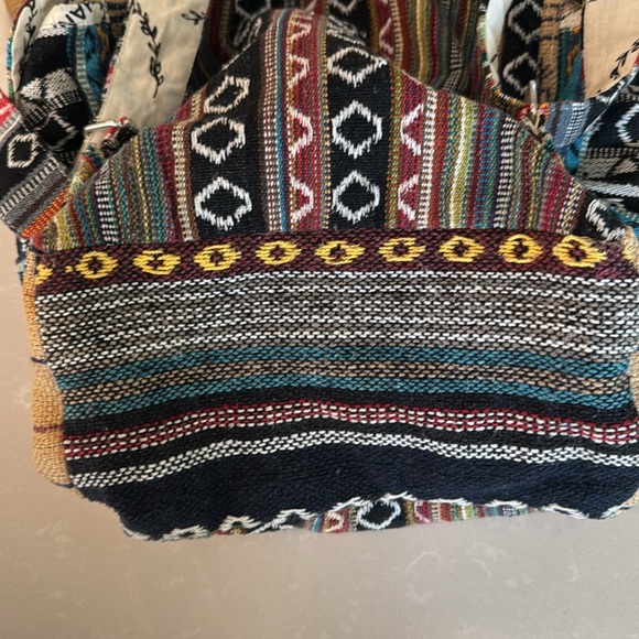 Rice Love Recycled Burlap Multicolor Boho Print Rice Bag Travel Backpack - Picture 11 of 15